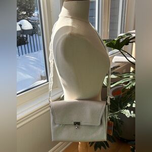 Danielle Nicole Silver Leather Clutch with Detachable Crossbody Chain